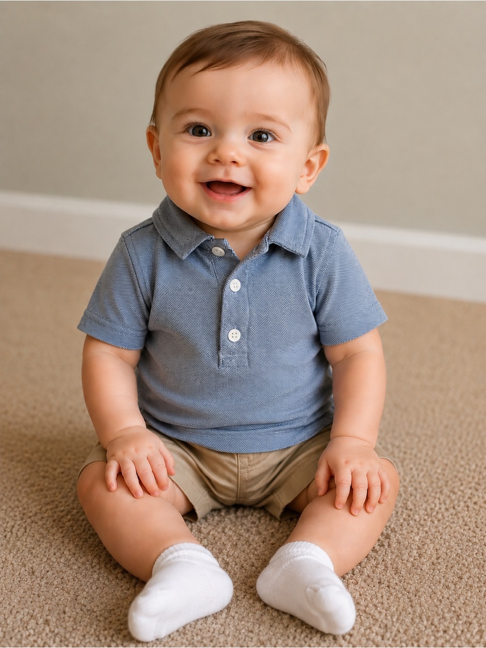 Classic Janie and Jack Blue Polo Tee for Kids - Soft Cotton Short Sleeve 6-12M